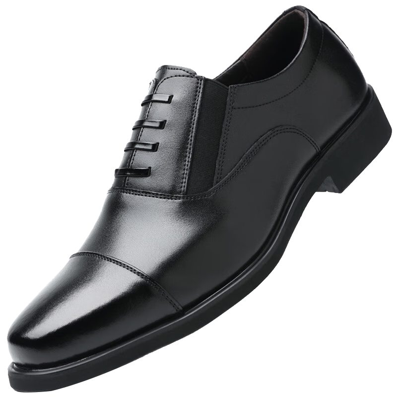 Poitulas Men's Leather Shoes with Three-Joint Design, Business Casual Formal Shoes, British Style Comfortable Slip-On Loafers 9916 Black Size 41