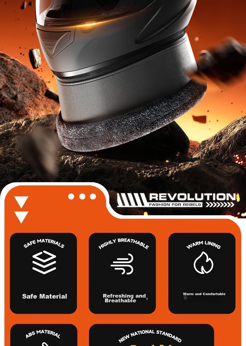AD New National Standard 3C Certified Electric Vehicle Helmet for Men And Women, All-Season Battery-Powered Scooter Safety Helmet, Men's Winter Anti-Fog Warm Neck Gaiter Full-Face Helmet, Class A Motorcycle Helmet, 176 Matte Black 2