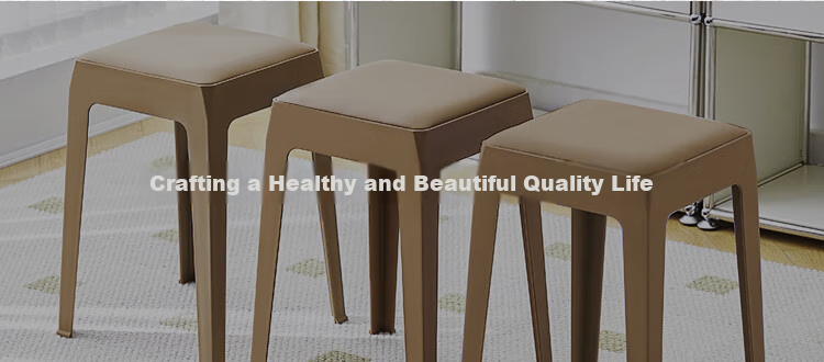 Xitianlong Thickened Plastic Stool, Household Dining Chair, High Stool, Living Room Stackable Comfortable Non-Slip Stool, Gray Seat, 1 Piece 5