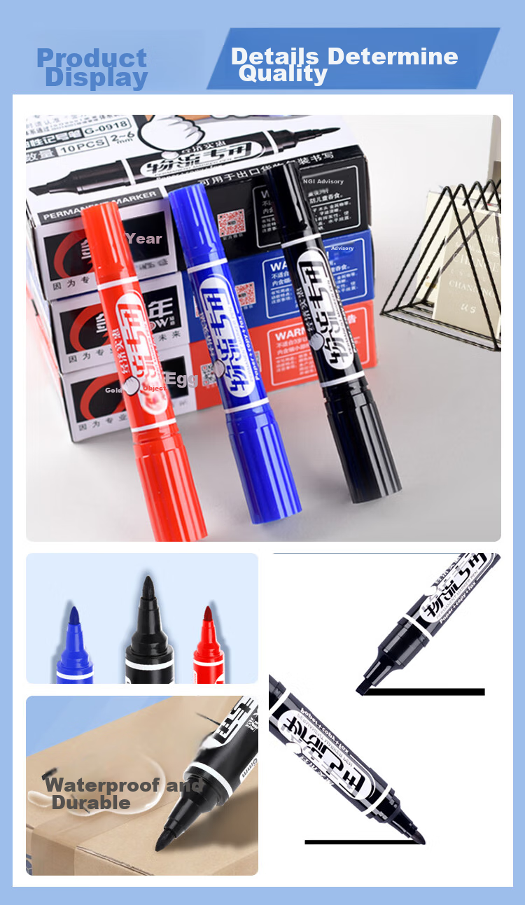 Genvana Dual-Tip Permanent Marker Pen, Signature Pen, Marker Pen, Logistics Black Large-Tip Pen (Pack of 10) K-0918 5