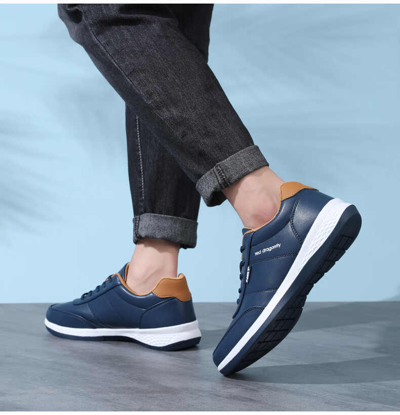 Red Dragonfly Men's Casual Low-Top Flat Shoes Youth Versatile Durable Leather Sports Leisure Shoes C0TT07351 9