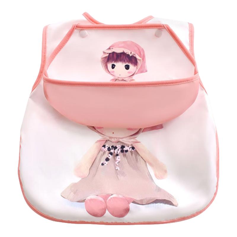 9I9 Baby Eating Smock, Waterproof Sleeveless Summer Children's Bib, Detachable Waterproof Apron, A070 Pink Doll