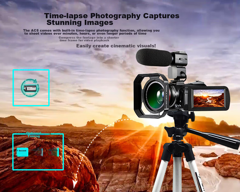 ORDRO [5K Variable Focal Camera] AC5Plus 4K Professional Live Streaming Camera, HD Digital DV Recorder, 12x Optical Zoom, Vlog Short Video Conference Travel 26