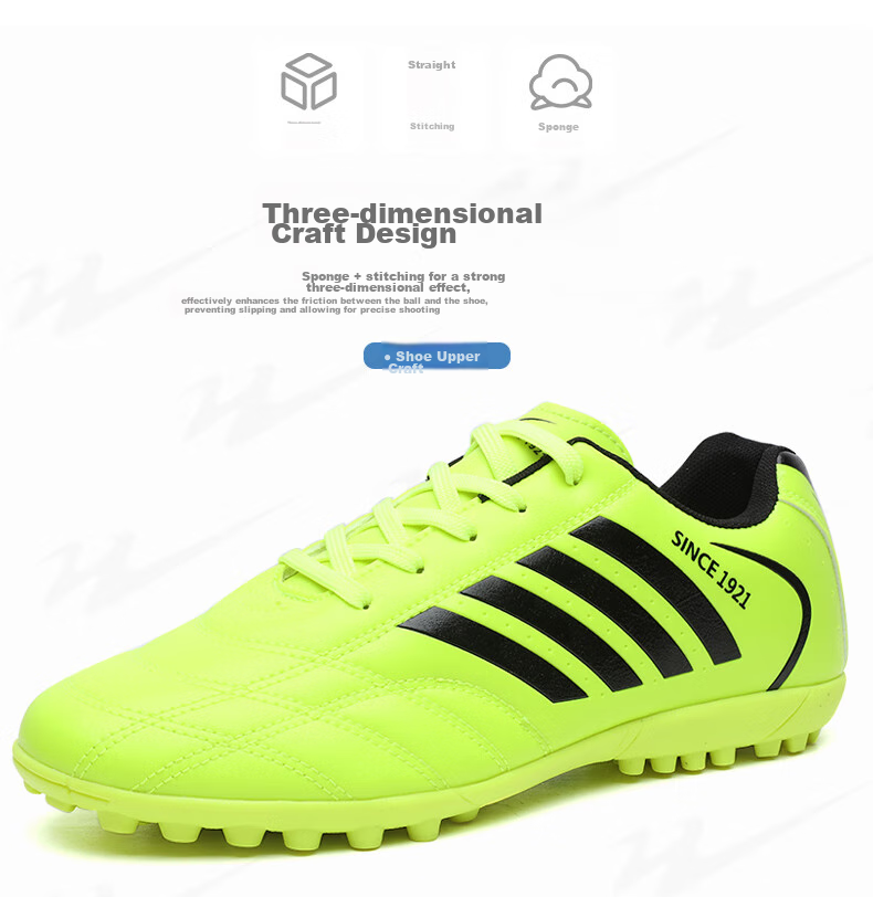 Shuangxingbate Soccer Shoes with TF Turf Studs, Short Studs for Men, Women, Adults, Teenagers, Students, Leather Upper, Football Training And Match Shoes for Artificial Turf 4