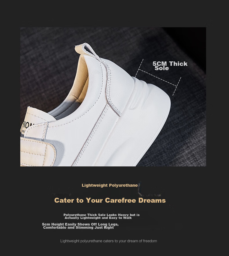 ZHR White Sneakers for Women, High-Quality Cowhide Upper, Thick-Soled Heightening Slimming Casual Shoes, Classic Velcro Versatile Sports Shoes AH109 White 37 11