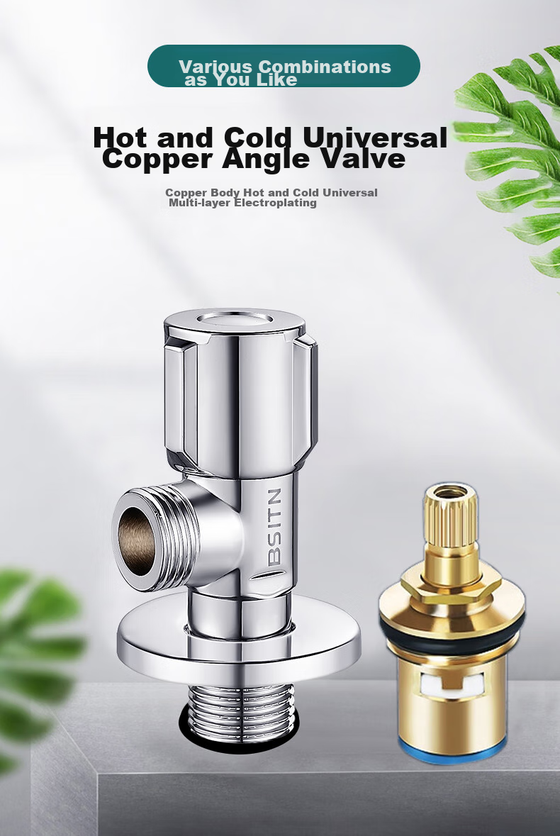 BSITN 304 Stainless Steel Angle Valve, Thickened 1/2 Inch Interface, Figure-Eight Valve, Hot And Cold Water Quick-Open Triangular Valve, Universal Stop Valve B503 1