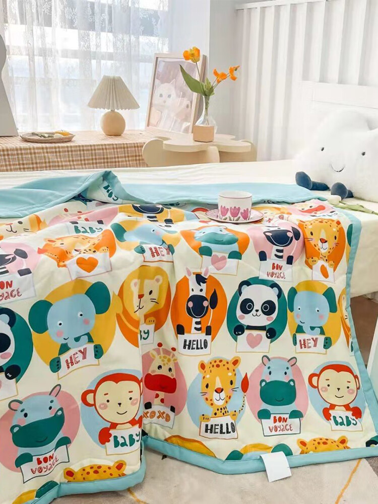 9I9 Baby Quilt, Air Conditioning Blanket, Summer Cool Quilt, Thin Spring Quilt, Kindergarten Nap Children's Comforter, Washable Cotton A63 Pink 10