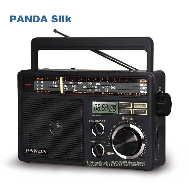 Panda T-09 Traditional Large Desktop All-Band (USB, SD Card) Speaker for Elderly Gift, Card-Insertable Semiconductor Battery AC/DC Radio