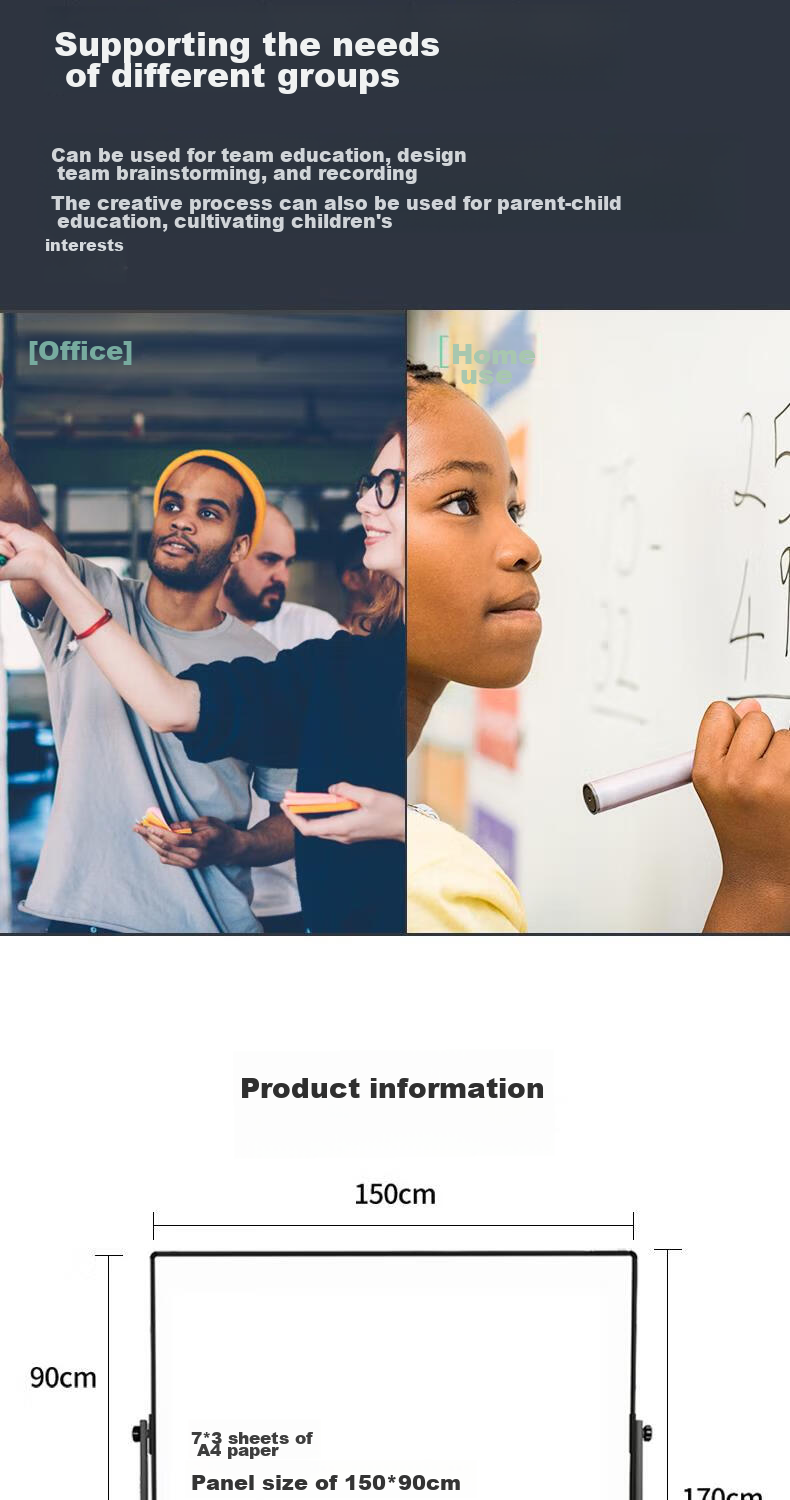 Deli Premium High-End Series Stand-Up Whiteboard 150*90cm H-Shaped Frame, Movable And Flipable Whiteboard, Double-Sided Magnetic Office Meeting Home Writing Board 7883 11