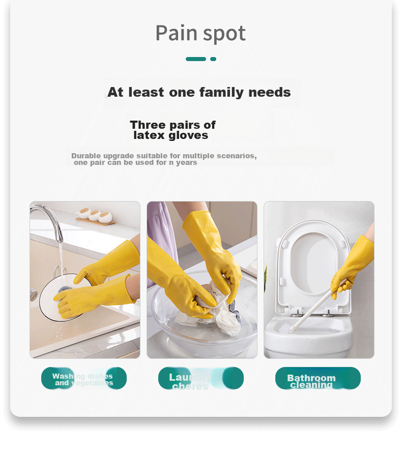 MEIJIARIJI Thickened Latex Rubber Gloves M Size 2 Pairs Household Dishwashing Gloves Property Cleaning Rubber Gloves 2