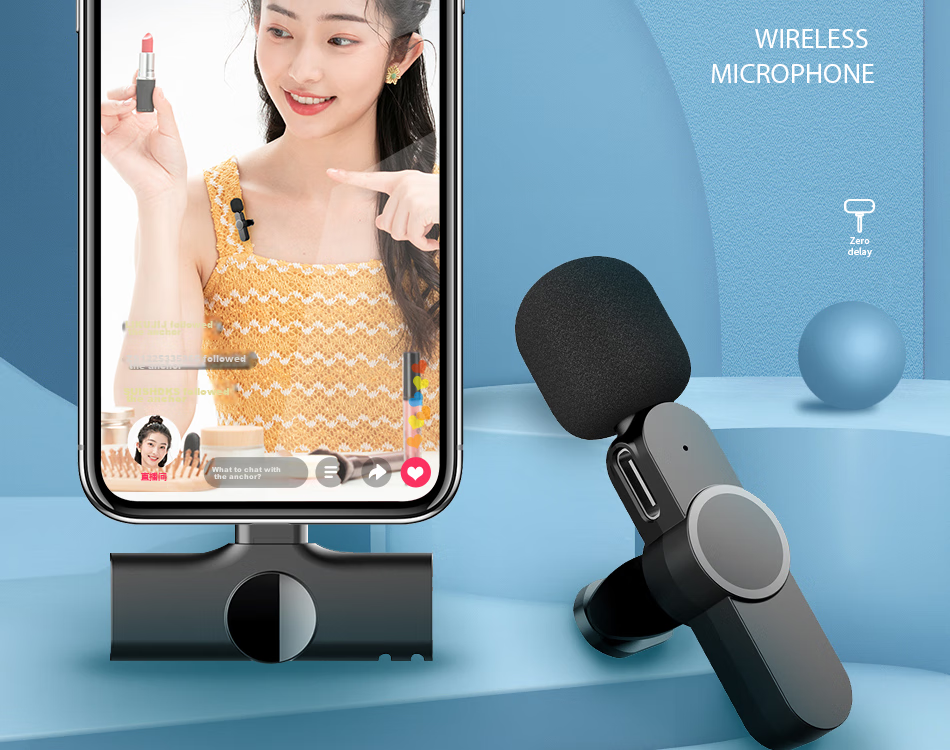 JoJar Wireless Lavalier Microphone for Mobile Live Streaming, Online Classes, Outdoor Interviews, Short Videos, Professional Vlog Recording, Apple Mini Microphone with Apple Connector 2