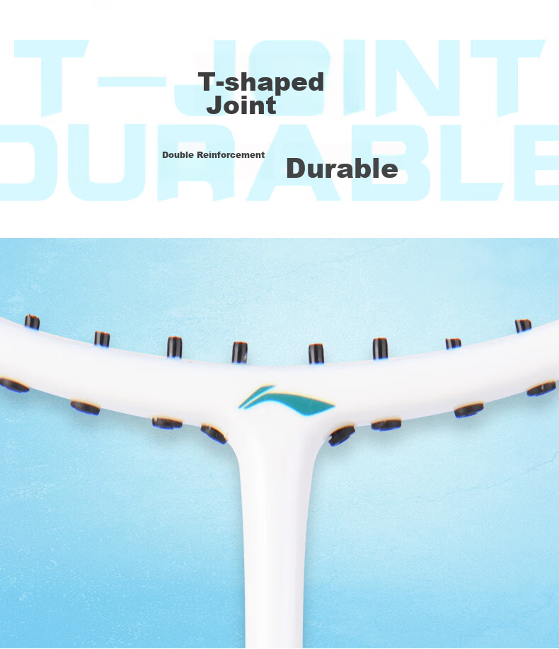 Li-Ning Badminton Racket, Leiting Single Racket, Carbon Composite Integrated Durable Racket, White And Blue, Pre-Strung 6