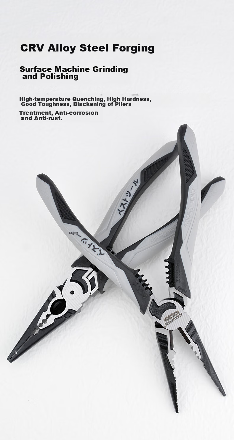 JERXUN Multi-Functional Needle-Nose Pliers, Fishing Pliers, Electrician's Wire Stripping And Cutting Pliers, Wire Pulling Pliers, Industrial-Grade 7-Inch Tiger Pliers 4