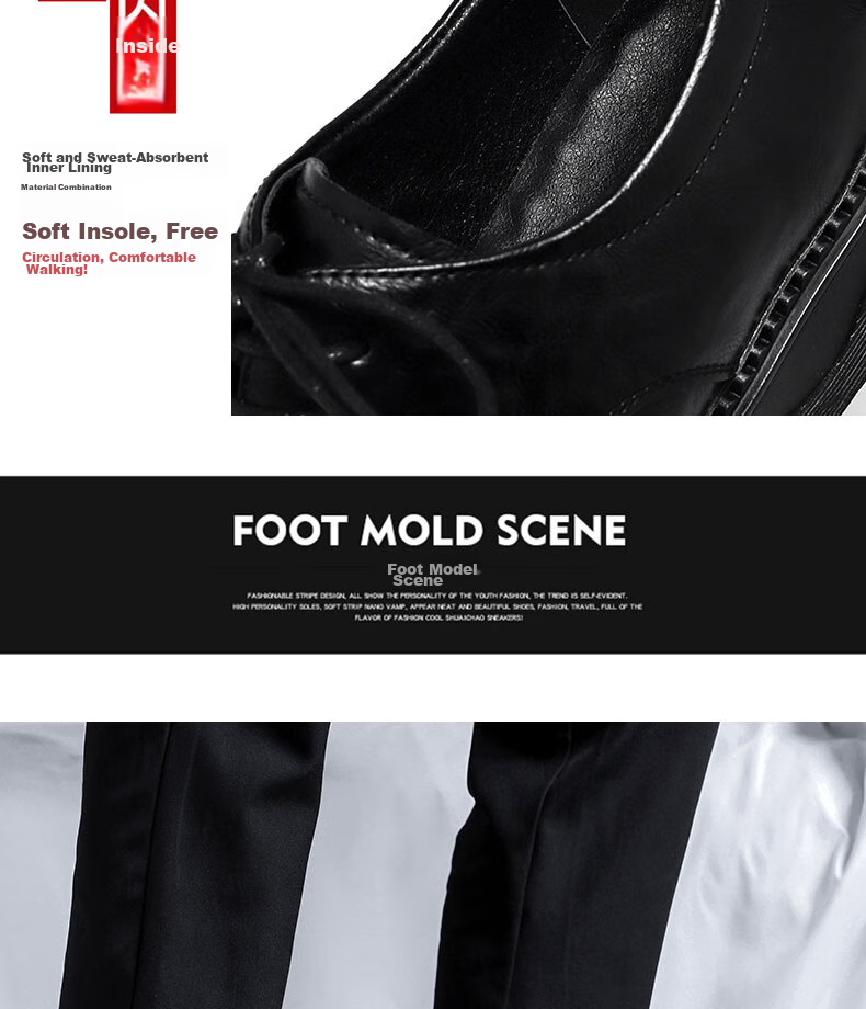 CALIFBULL Men's Leather Shoes, Autumn And Winter Thick-Soled Heightening Loafers, Slip-On Lazy Business Casual Shoes for Weddings, Black, Size 41 37
