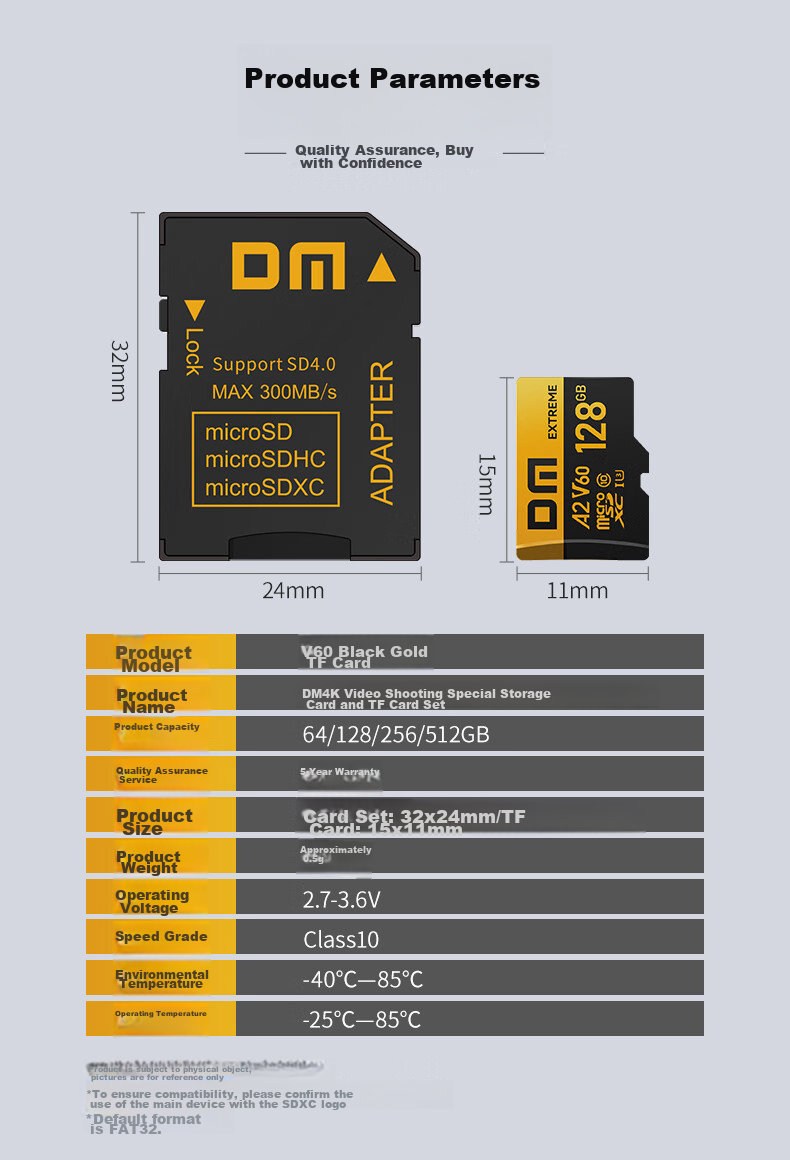 DM Daimai 128GB TF (MicroSD) Memory Card, V60 4K Ultra HD High-Speed Drone Monitoring Car Recorder Game Console Action Camera Memory Card 13