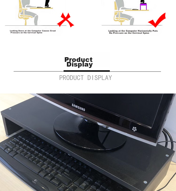 HMJIA Monitor Riser Stand, Computer Stand for Office Desk, File Keyboard Storage Rack, Organizer Shelf, White 3