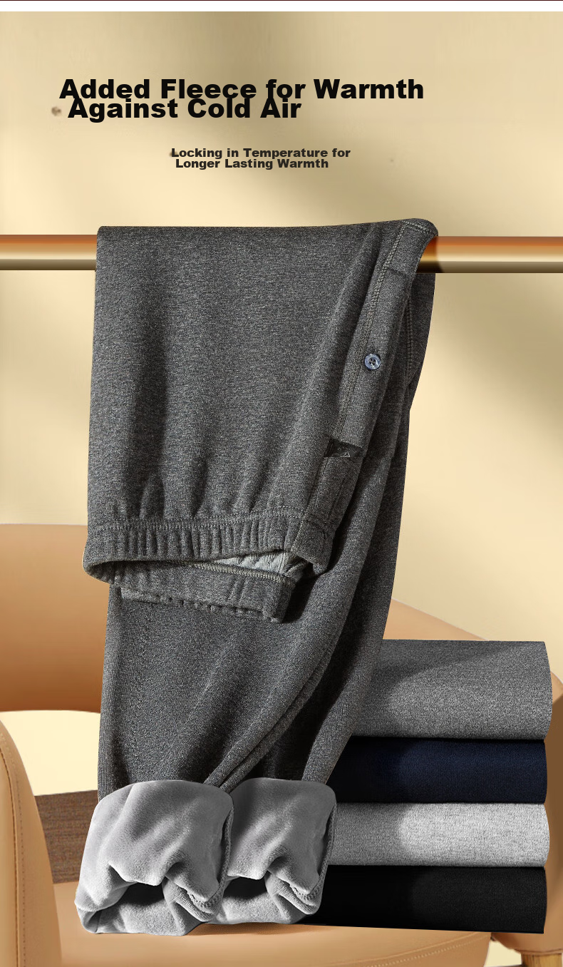 SEPTWOLVES [Ultra Soft Fleece] Thermal Underwear for Men, Autumn And Winter Fleece-Lined Thick Long Johns, Warm Base Layer, Heat-Generating Breathable Cotton Pants 5