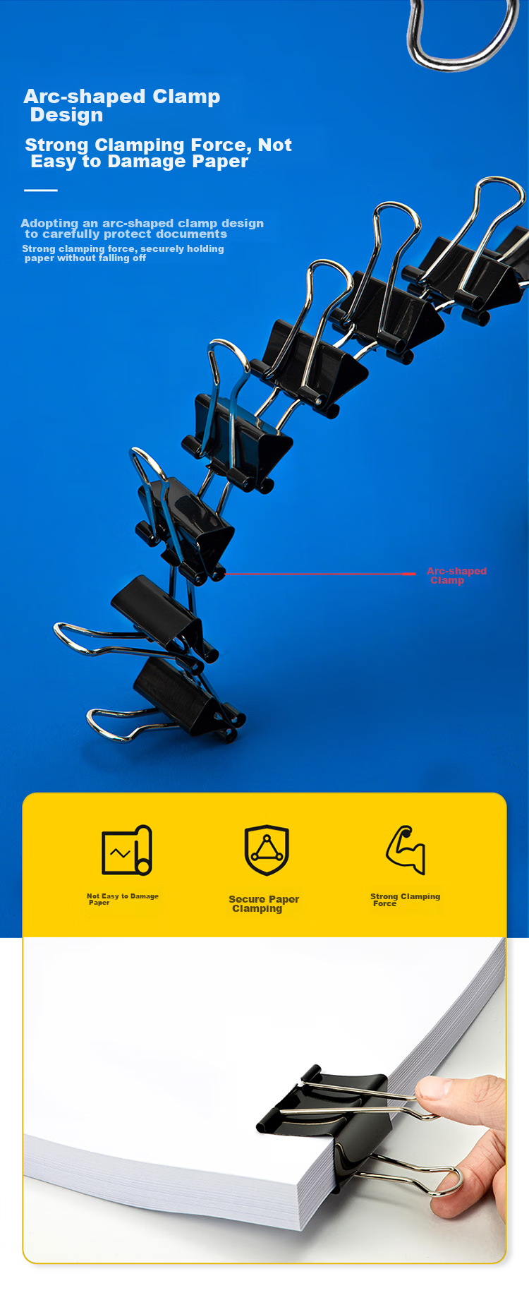 Deli 50mm Extra-Large Metal Black Binder Clips/bill Clips/document Clips, 12 Pieces/box, Office Supplies, 9541 5