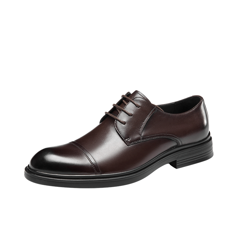 Aokang Comfortable Cowhide Breathable Business Formal Lace-up Durable Leather Shoes Brown Size 42