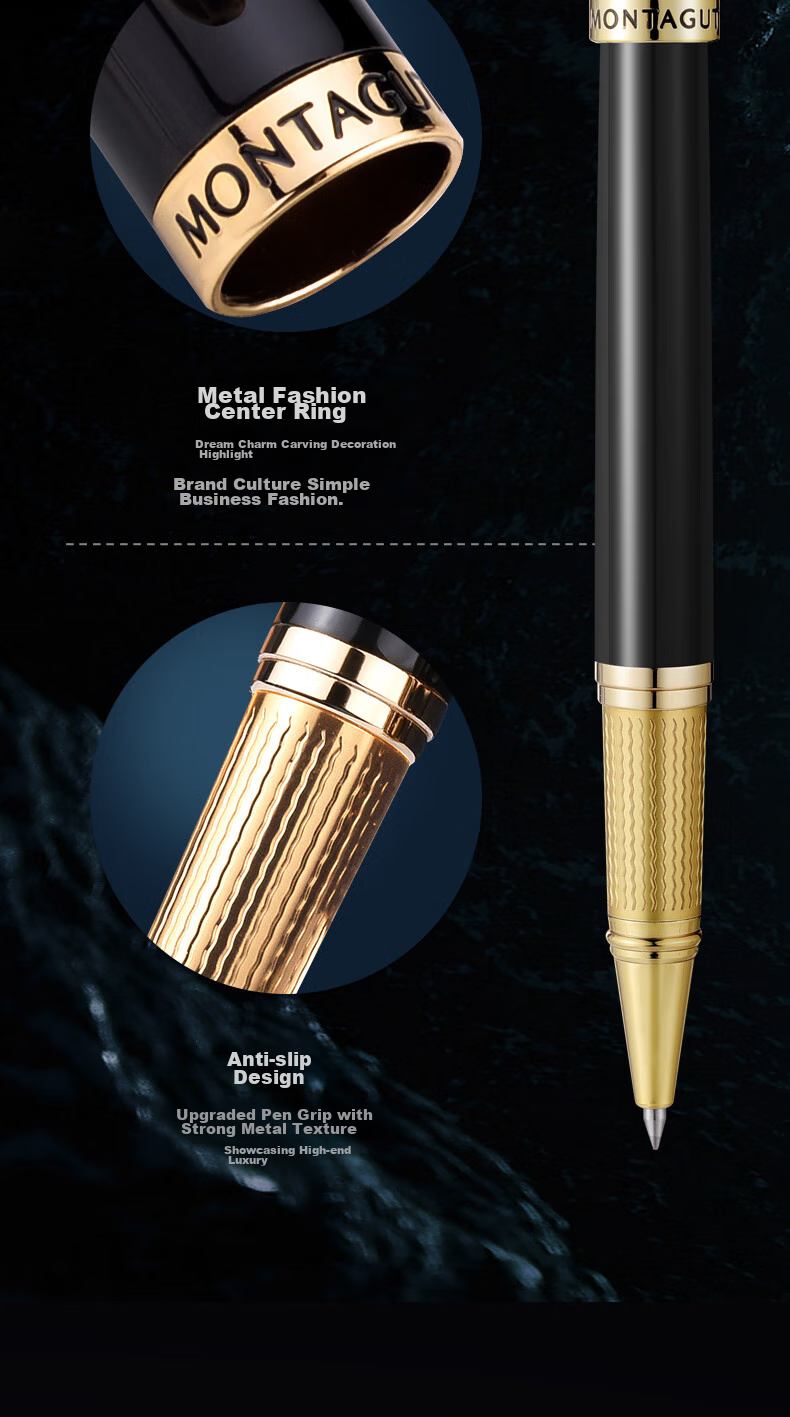 MONTAGUT [Mid-Autumn Festival Gift] Ballpoint Pen Gift Box for Students And Adults, Writing Gift Set, Corporate Procurement Gift Package, Yongheng Series Black Liya 0.5mm 8
