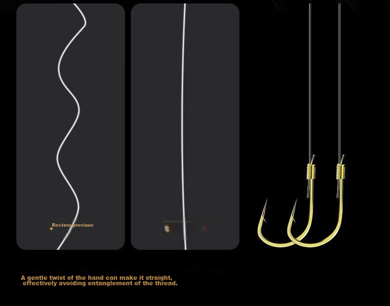 Weituosen Grass Carp Long Leader Double Hook Gold Sea Bream Hook 2 Meters [Line 3.0 Hook Size 12, 8 Sets] 9