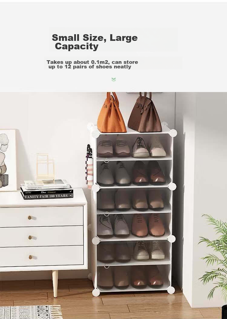 Anerya Ultra-Thin Shoe Cabinet, Entryway Simple Shoe Rack, Multi-Layer Dustproof Storage Shelf, Resin Assembly Cabinet, Single Column Six Layers 3