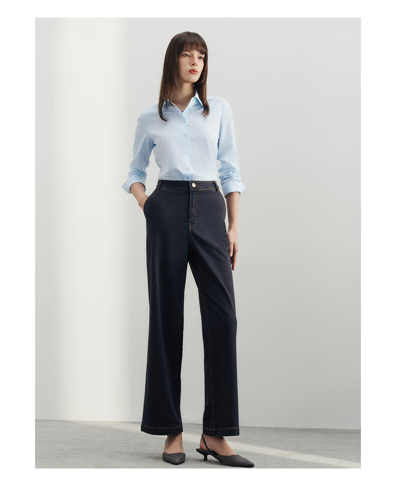 G2000 Spring/Summer 2024 Mall-Matching Detachable Bow Long-Sleeve Shirt 41222233G2, Light Blue, Size 38 6