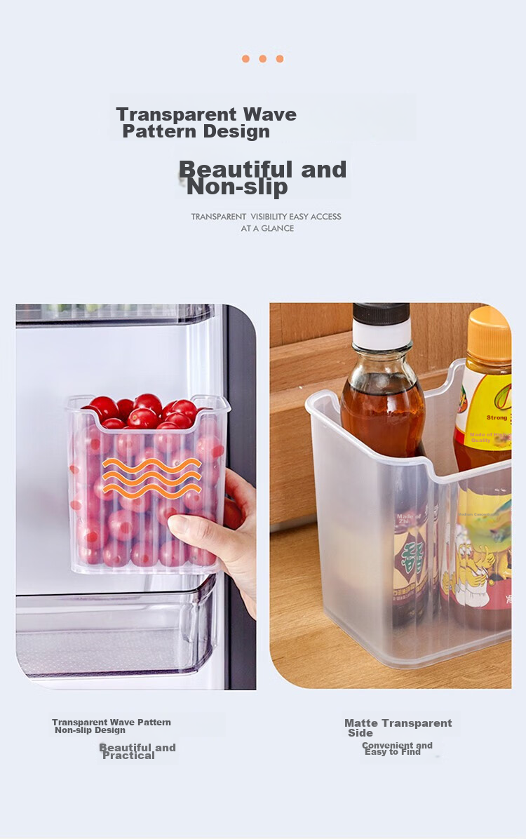 KATEI STORY Japanese Refrigerator Side Door Storage Box, Vegetable And Food Fruit Classification Organizer, Interior Food-Grade, Set of 3 10