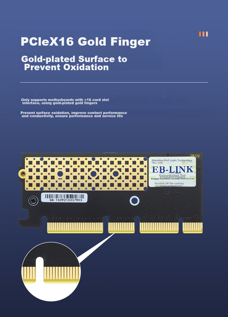 EB-LINK PCIe 4.0 X16 to M2 Expansion Card, Full Speed 64Gbps Single-Port M.2 Interface, NVMe Adapter Card for SSD Solid State Drive 5