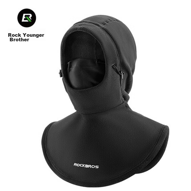 ROCKBROS Warm Face Mask, Cycling Balaclava, Bicycle And Electric Bike Outdoor Fleece Windproof Neck Gaiter, Winter Season, Black