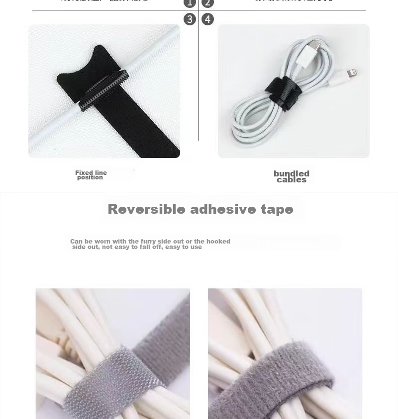 MAIKUQI Cable Management Straps, Velcro Cable Ties, Cable Organizer Clips, Wire Wrap Straps, 10-Pack, 12mm Wide X 150mm Long [Gray] 4