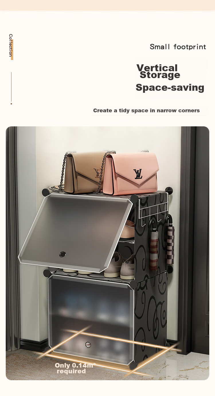 Anerya Simple Shoe Cabinet Entryway Shoe Rack Multi-Layer Dustproof Hallway Plastic Storage Resin Assembly One Column Four Layers 4