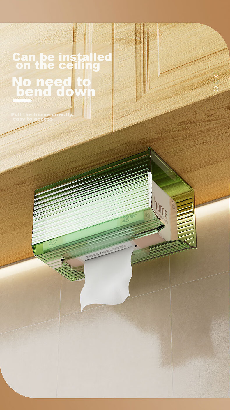 Jingxun Wall-Mounted Tissue Box, Kitchen Paper Holder, No Drilling Required, Face Towel Storage, Bathroom Toilet Paper Rack, Transparent Design, Multi-Scene Application, Visible for Bathroom Use 4