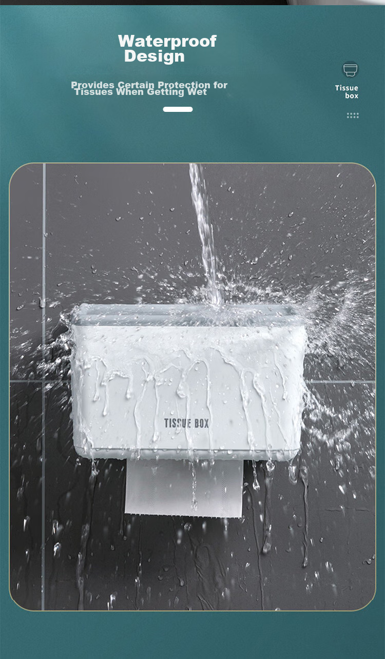 Baoshi Bathroom Tissue Box, Wall-Mounted Paper Towel Holder, No Drilling Required, Bathroom Storage Rack, Waterproof Toilet Paper Holder 10