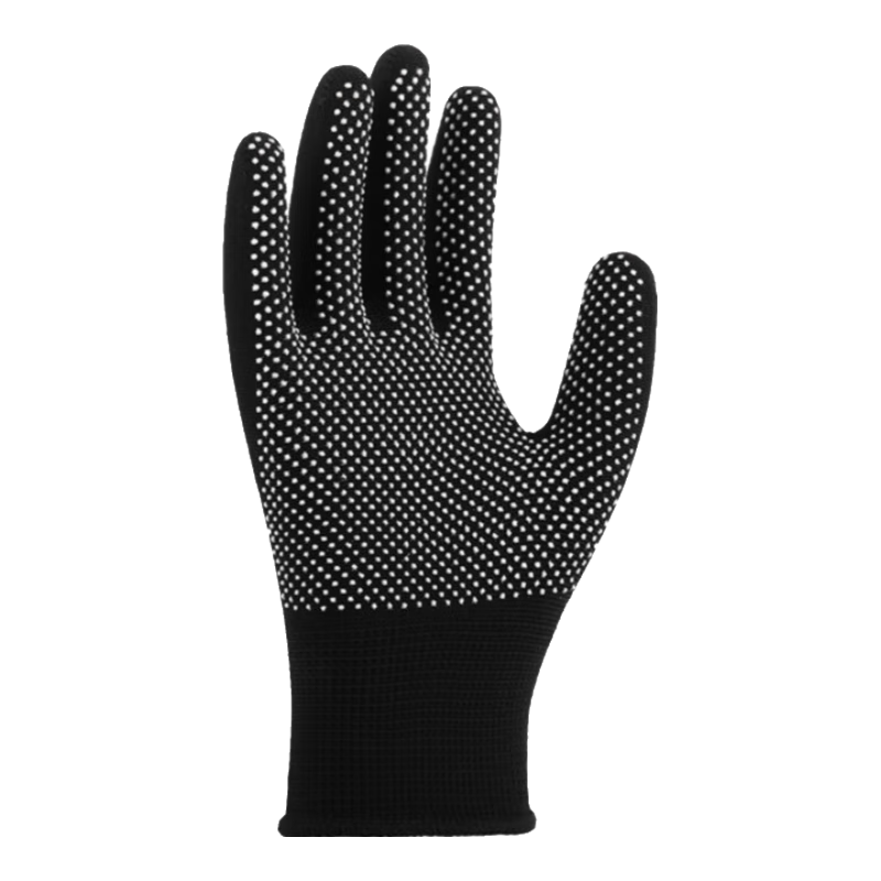 Gongpinxing Labor Protection Gloves, Dotted Work Gloves, Wear-Resistant Non-Slip Construction Site Work Driving Breathable Lightweight Nylon Gloves, Black, 12 Pairs/pack