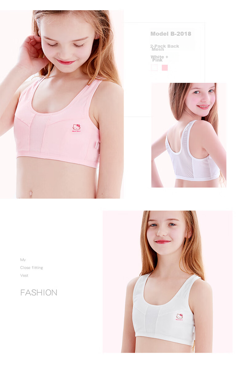 Hello Kitty Developmental Training Bra for Girls, Ages 9-12, Thin Underwire Bra, Summer Camisole for Young Girls, 2009AB/70A 8