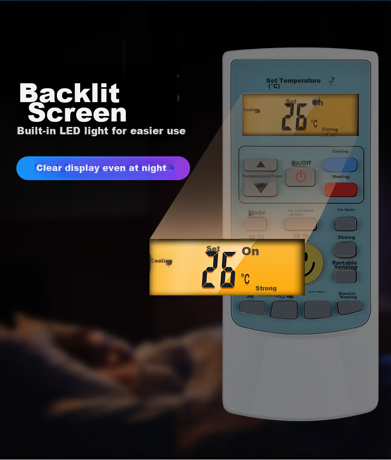 Nichu Universal Remote Control Compatible with Changhong Air Conditioners KFR-32GW KK22A KK33A KK10A KK31A KKCQ-2A Wall-Mounted Central Air Conditioner 1