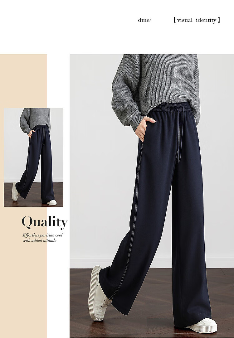 Dme Lazy Stylish Winter Thick Smooth Slanted Pattern Long Pants with Elastic Waist for Slimming Women's Casual Trousers, Purple, L 9