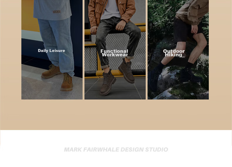 MARK FAIRWHALE Men's New Martin Boots, All-Season Style, Cotton Shoes, Thickened Heightening Work Boots, Motorcycle Men's Shoes, Ginger Yellow, Size 43 6