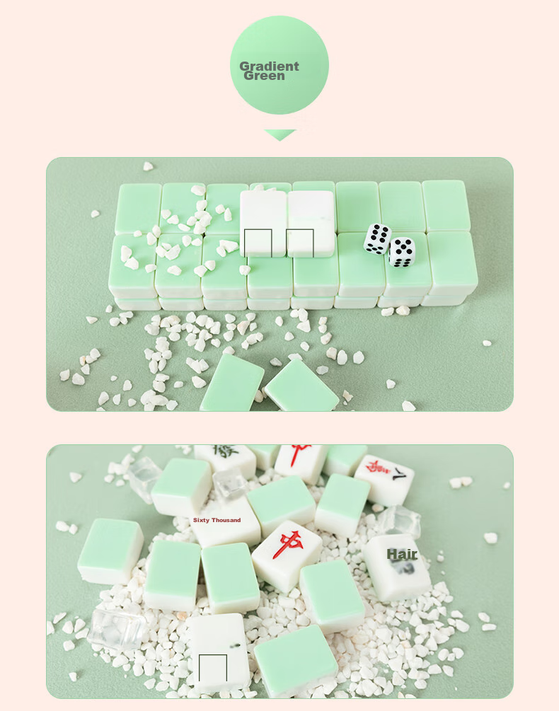 Shangkechengpin Mahjong Tiles, 42mm Gradient Light Pink, 144 Pieces, Home And Travel Hand-Rubbed Mahjong Set, Luggage-Friendly 5