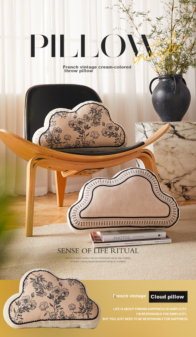 Fanyejia Dopamine Embroidered Pillow, Living Room Cushion, Bedside Backrest, Office And Car Seat Pillow, Sofa Lumbar Support with Pillow Core 1