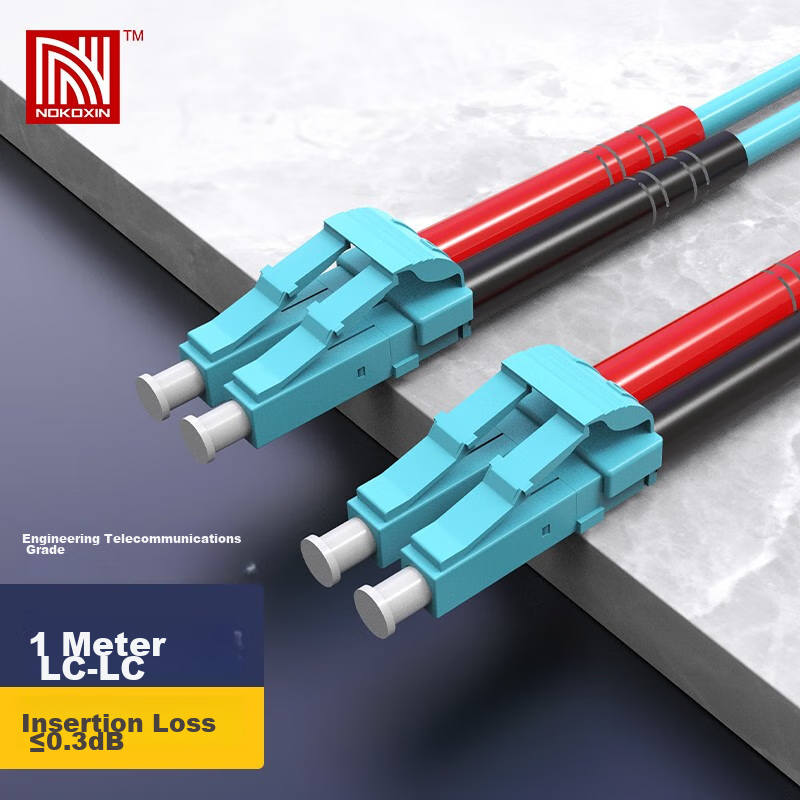 Nokoxin 1 Meter Telecom-Grade 10 Gigabit Multi-Mode Dual-Core Fiber Optic Patch Cable OM3 Multi-Mode Dual-Core Bend-Resistant Pigtail Optical Module Data Center Server Room Communication Fiber Optic Pigtail LC-LC