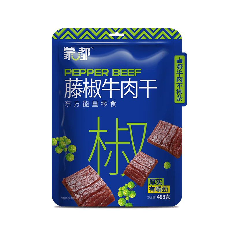 蒙都 风干牛肉干 藤椒味488g 约七成风干 袋装 休闲零食 肉干肉脯清真
