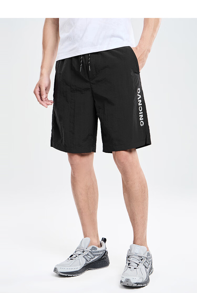 DANCING WOLVES [Draping And Wrinkle-Resistant] Summer Quality Elastic Casual Pants Men's Casual Shorts 001 Black 52/L 6