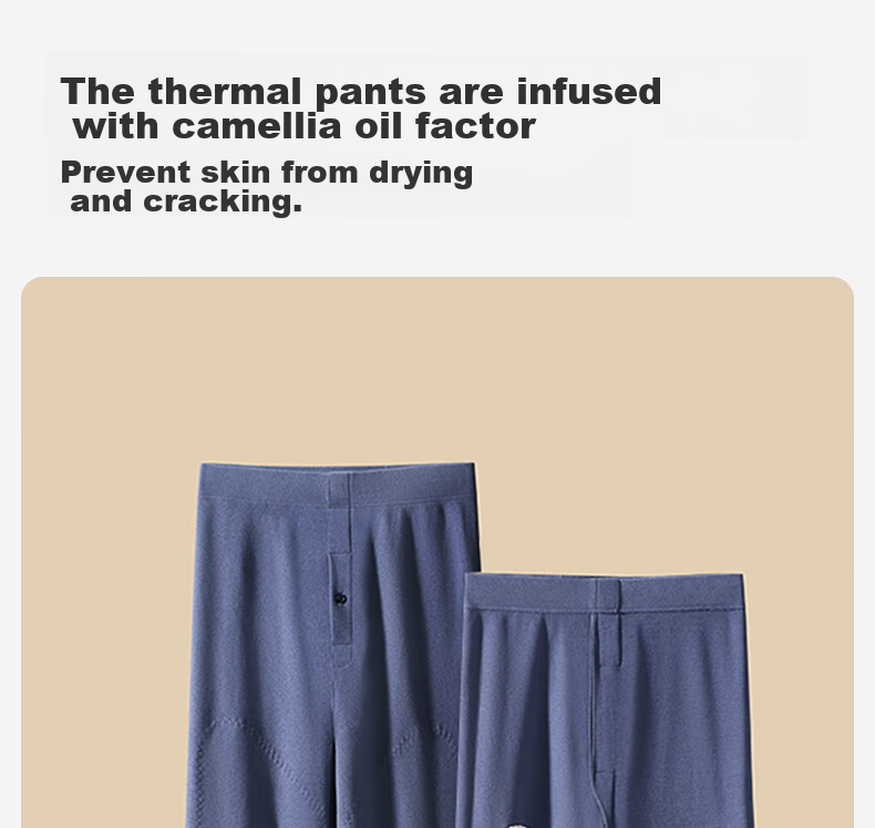 Dushiliren Cashmere And Silk Men's Thermal Pants, Autumn And Winter Couples' Fleece-Lined Thick High-Elastic Base Layer Pants with Knee Pads, Camellia Oil Cotton Pants 13