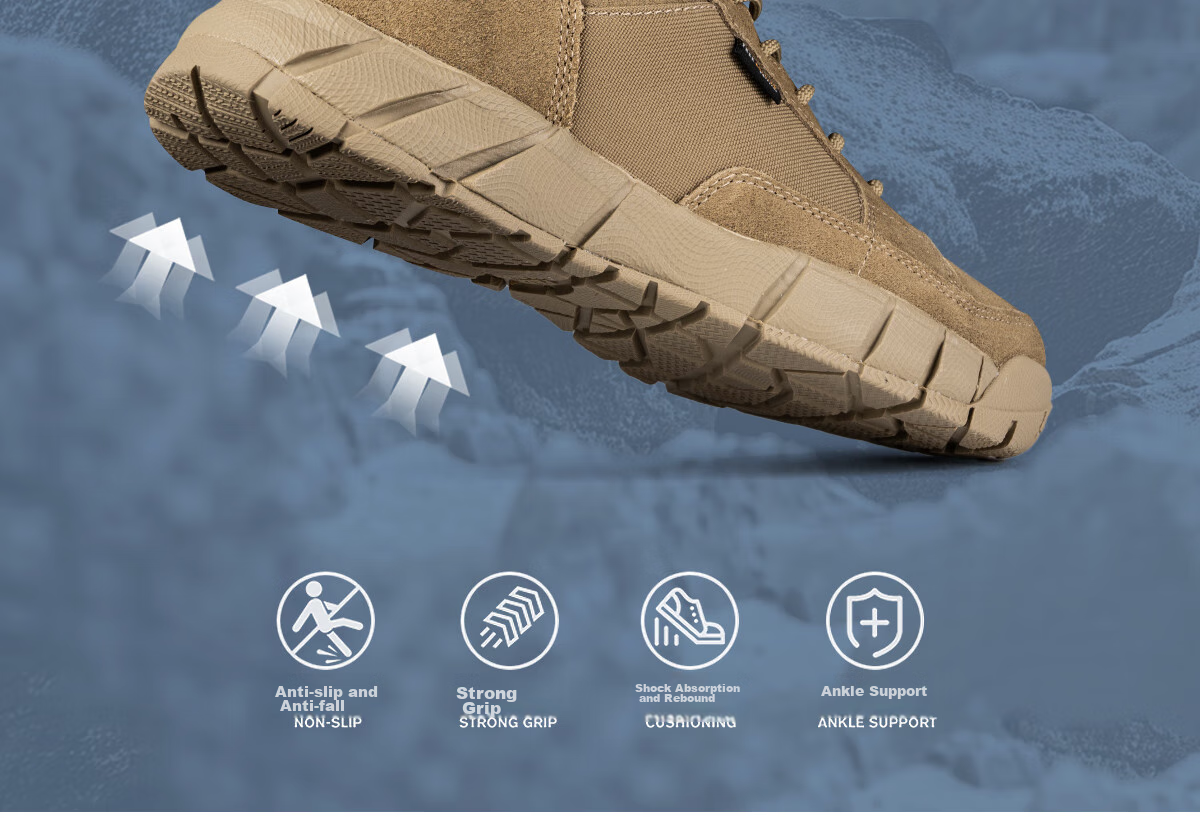 Free Soldier Mid-Top Hiking Boots for Men And Women, Outdoor Wear-Resistant Non-Slip Trekking Climbing Sandproof Breathable Desert Boots, Sand Color, Size 40 12