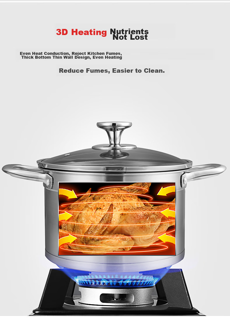 KOBACH 304 Stainless Steel Soup Pot, Double-Handled Stew Pot with Visible Lid, 22cm, Compatible with Induction And Gas Stoves, TOUC22A1 5