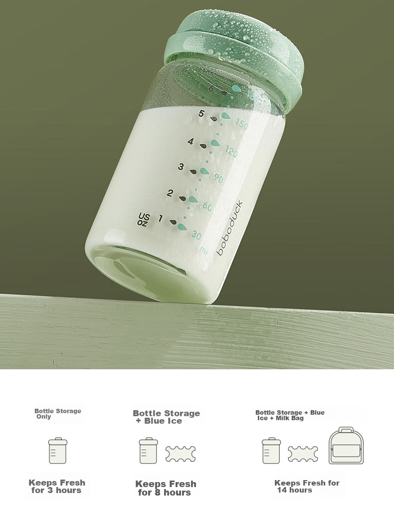 Boboduck Glass Breast Milk Storage Bottle, Wide Neck 180ml, 9310 5