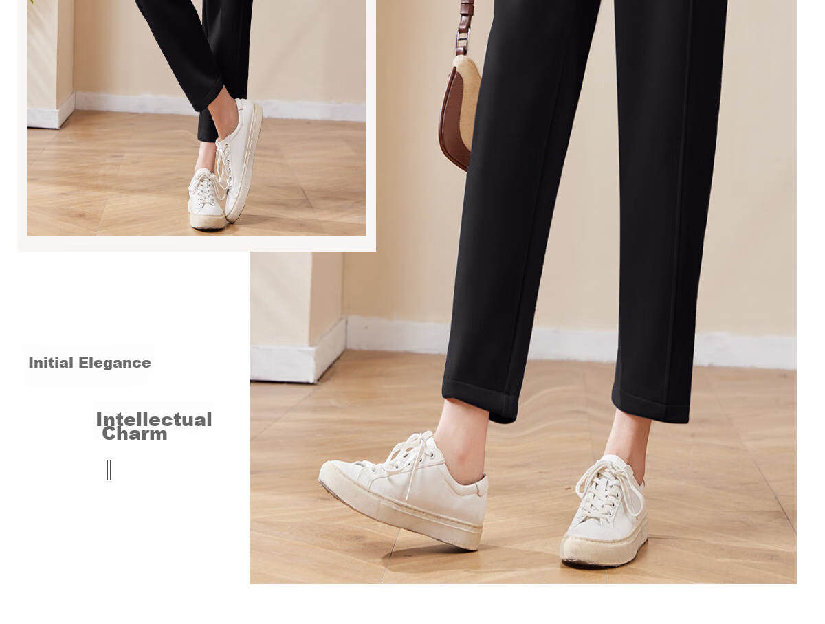 Chushen Women's Casual Pants, Fashionable And Versatile, High-Waisted Loose-Fitting Slimming Nine-Point Harem Pants, Grandma Pants S141K2005 19