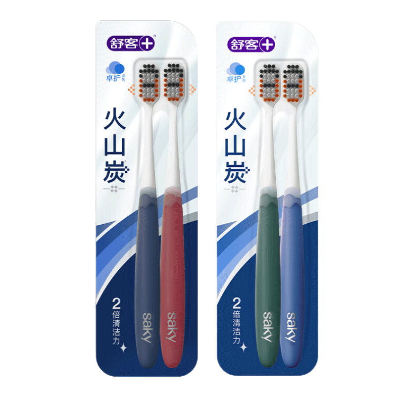 Shuke Wide-Head Soft Bristle Toothbrush with Carbon Fiber Dual-Core Antibacterial Bristles, 4-Pack Family Pack for Couples, Men And Women, Random Colors